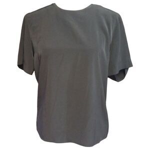 Kasper Blouse Short Sleeve Round Neckline Black Size 6